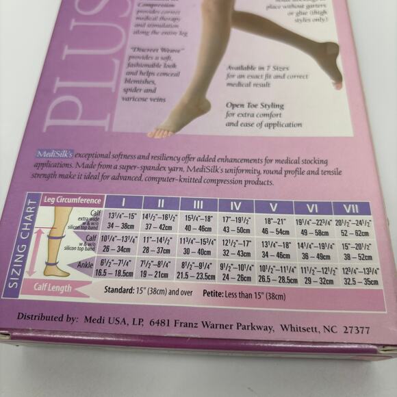 Mediven Plus Compression Stockings 20-30 mmHg Sz VII Open Toe Calf Beige Medical - Picture 9 of 9